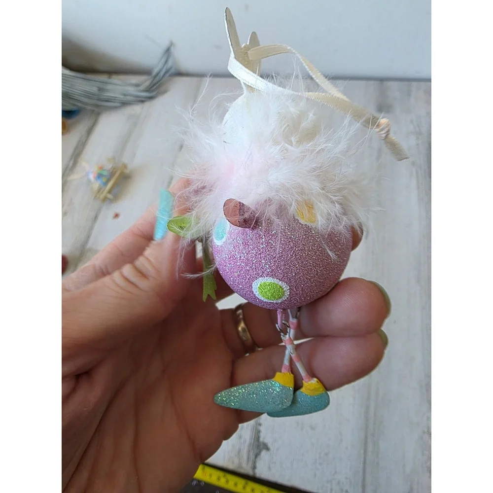 Vintage Pier 1 Easter glitter bunny metal ornament rabbit spring flower decor